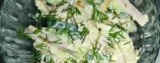 Салат "Королевский" с ветчиной, огурцами и блинчиками