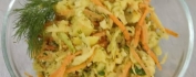 Салат "Бульбаш" с мясом запеченым, картофелем, редькой,  морковкой, яйцом, луком