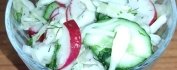 Салат " Утренняя  заря" с огурцом,  капустой и редисом