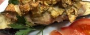 Лодочка из баклажан  с мясом, рисом, овощами