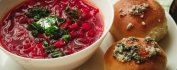 Борщ с  пампушкой (с чесноком)